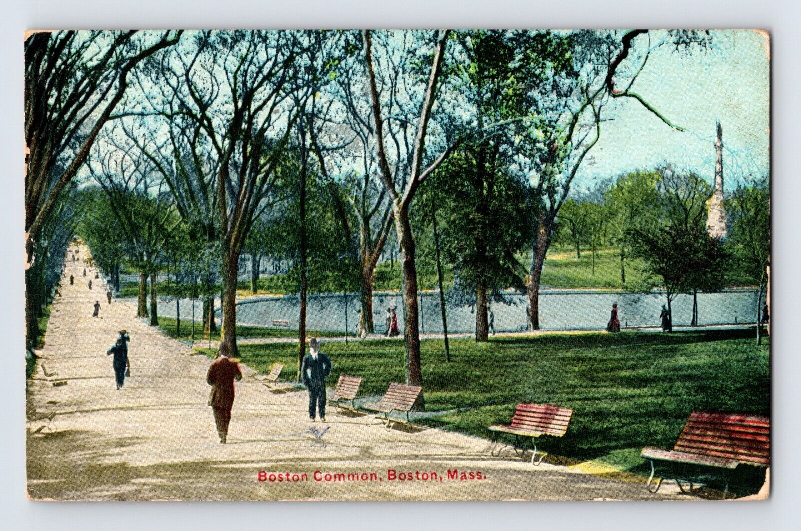 Postcard Massachusetts Boston MA Common Park 1911 Posted Divided Back
