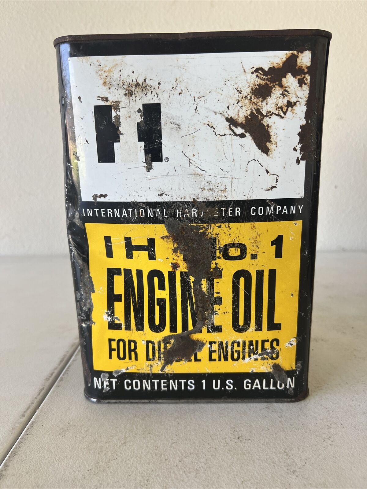 NOS Vintage Square 1 Gal International Harvester Co. IH NO. 1 Engine Oil Tin Can