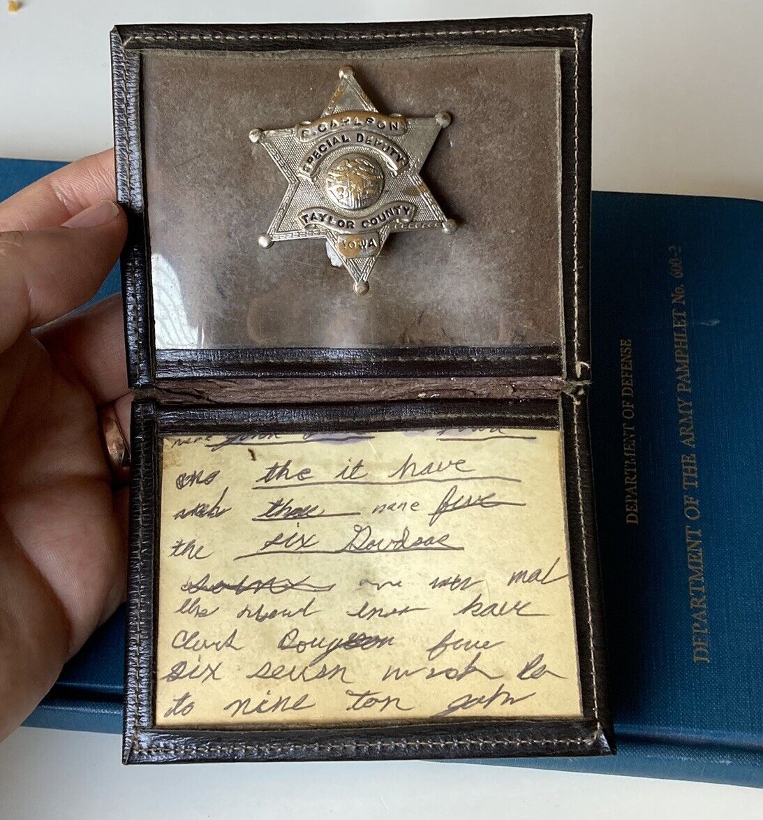 NAMED Vintage 1920s Iowa Taylor County Special Deputy Obsolete Police Badge