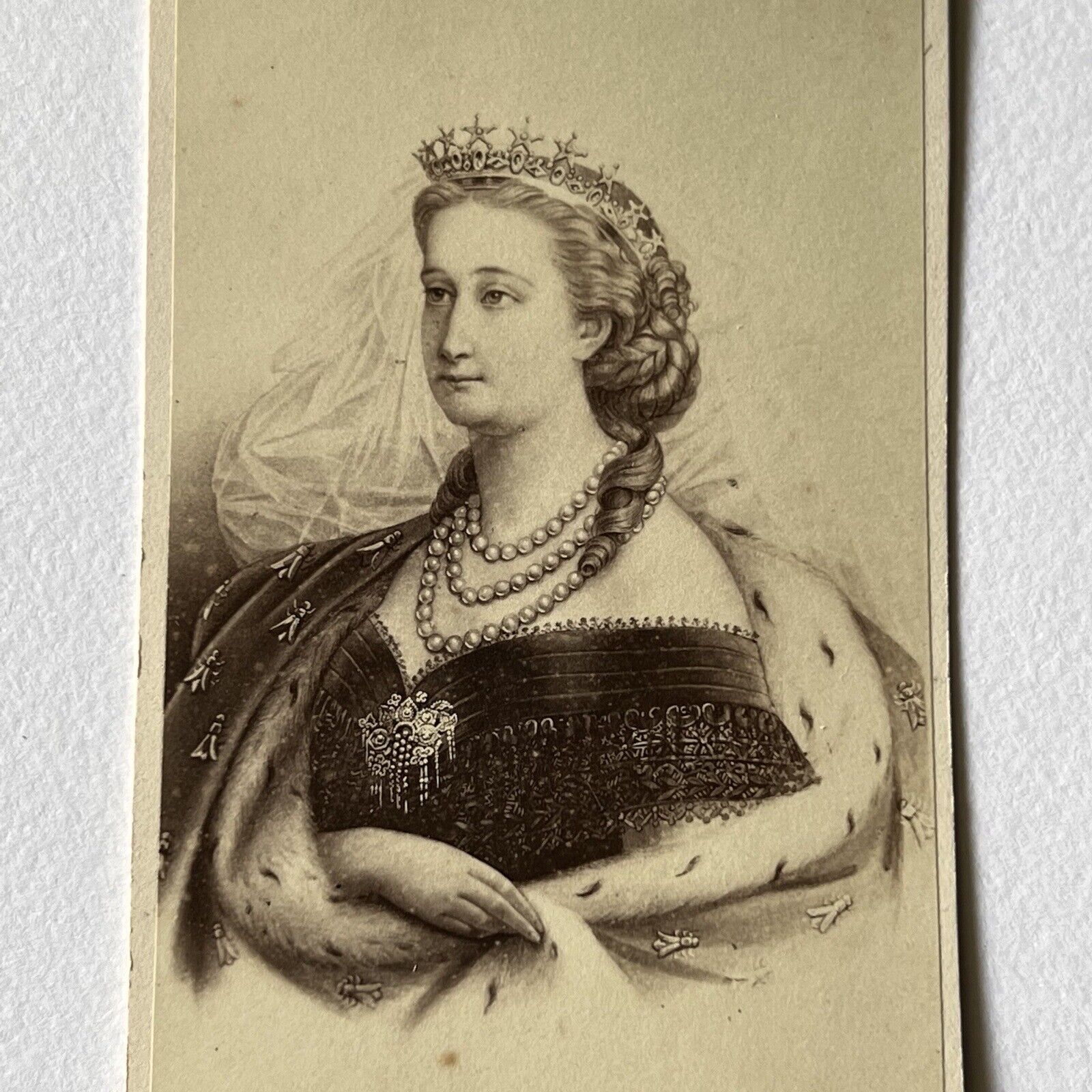 Antique CDV Photograph Illustration Royalty Eugenie Montijo French Empress
