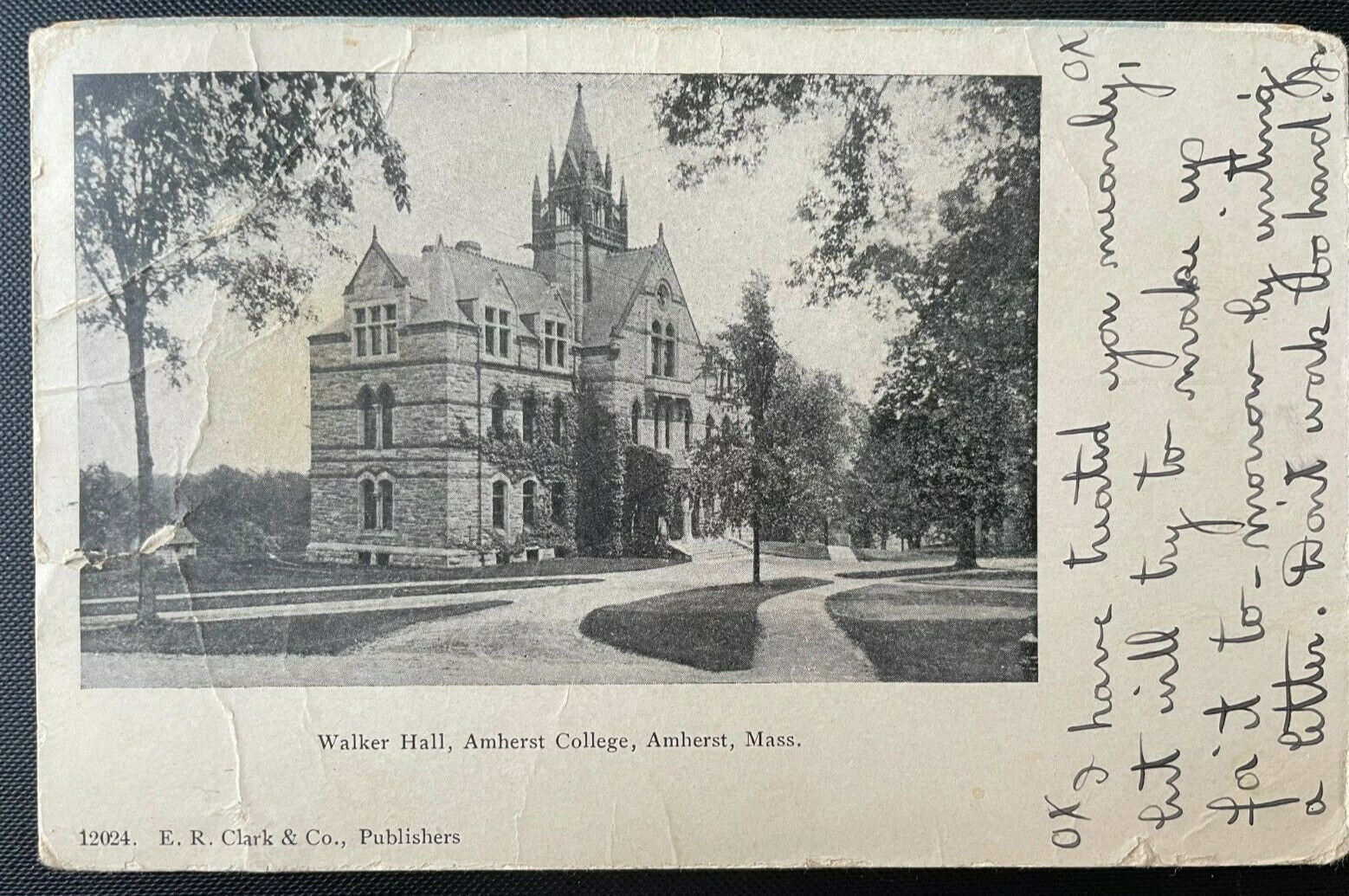 Vintage Postcard 1910 Walker Hall, Amherst College, Amherst, Massachusetts (MA)