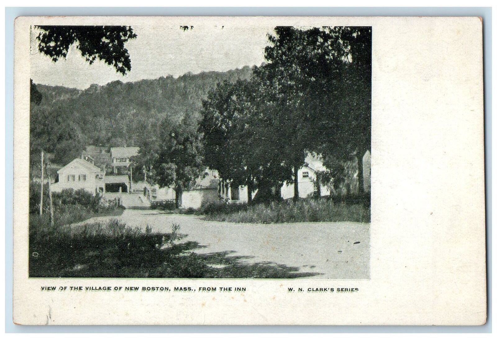 c1920\'s View Village Dirt Road House Forest New Boston From Inn M.A. Postcard