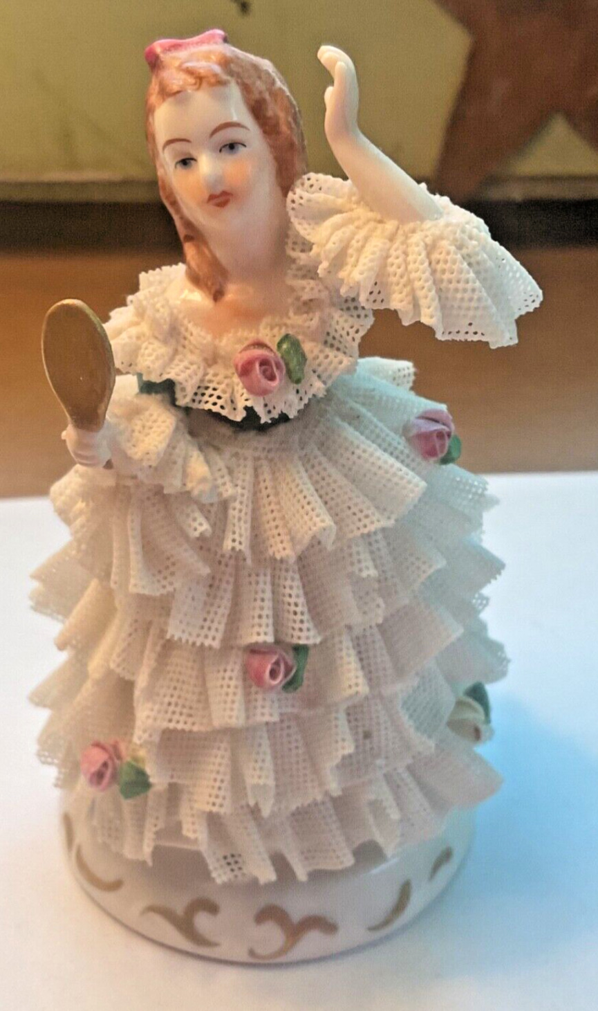 Antique Dresden Lace Doll Figurine W Germany