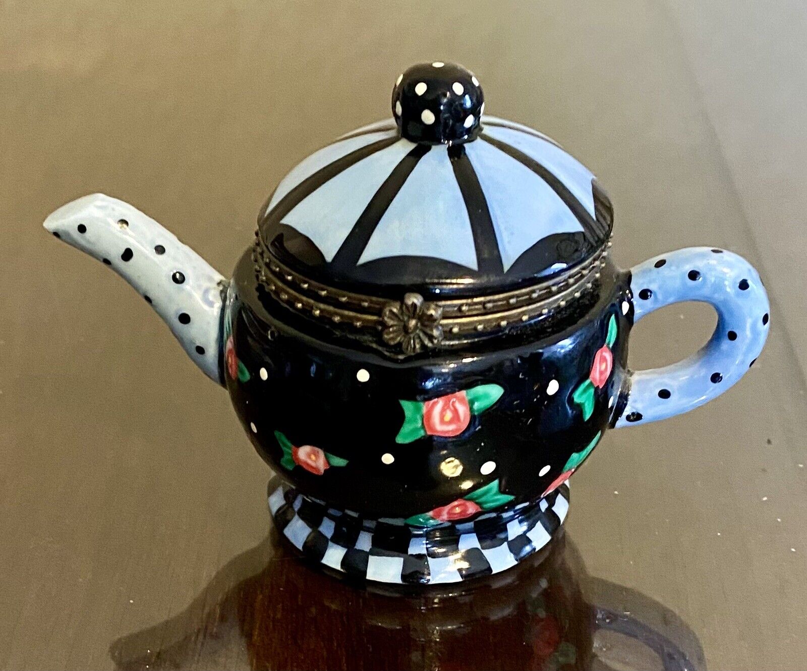 Lidded Porcelain Teapot Trinket Box Vintage