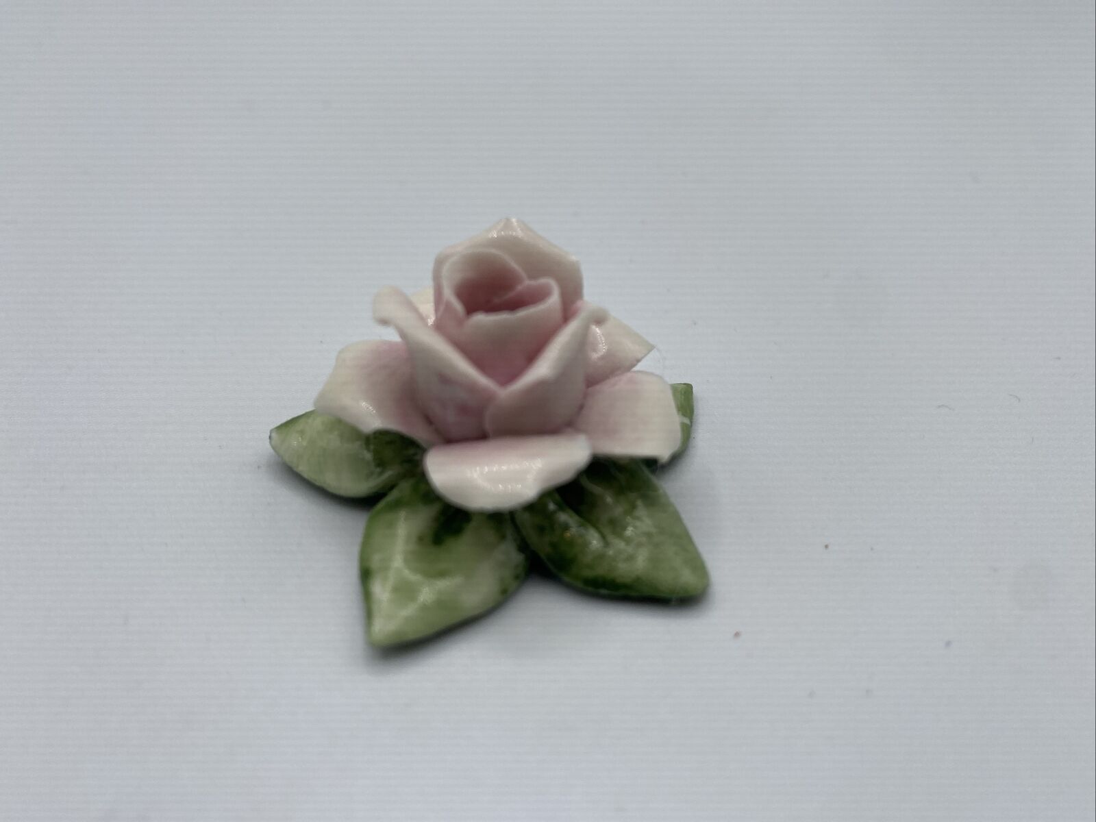 Vintage Hand Painted Capodimonte Pink Porcelain Rose - Made In Italy