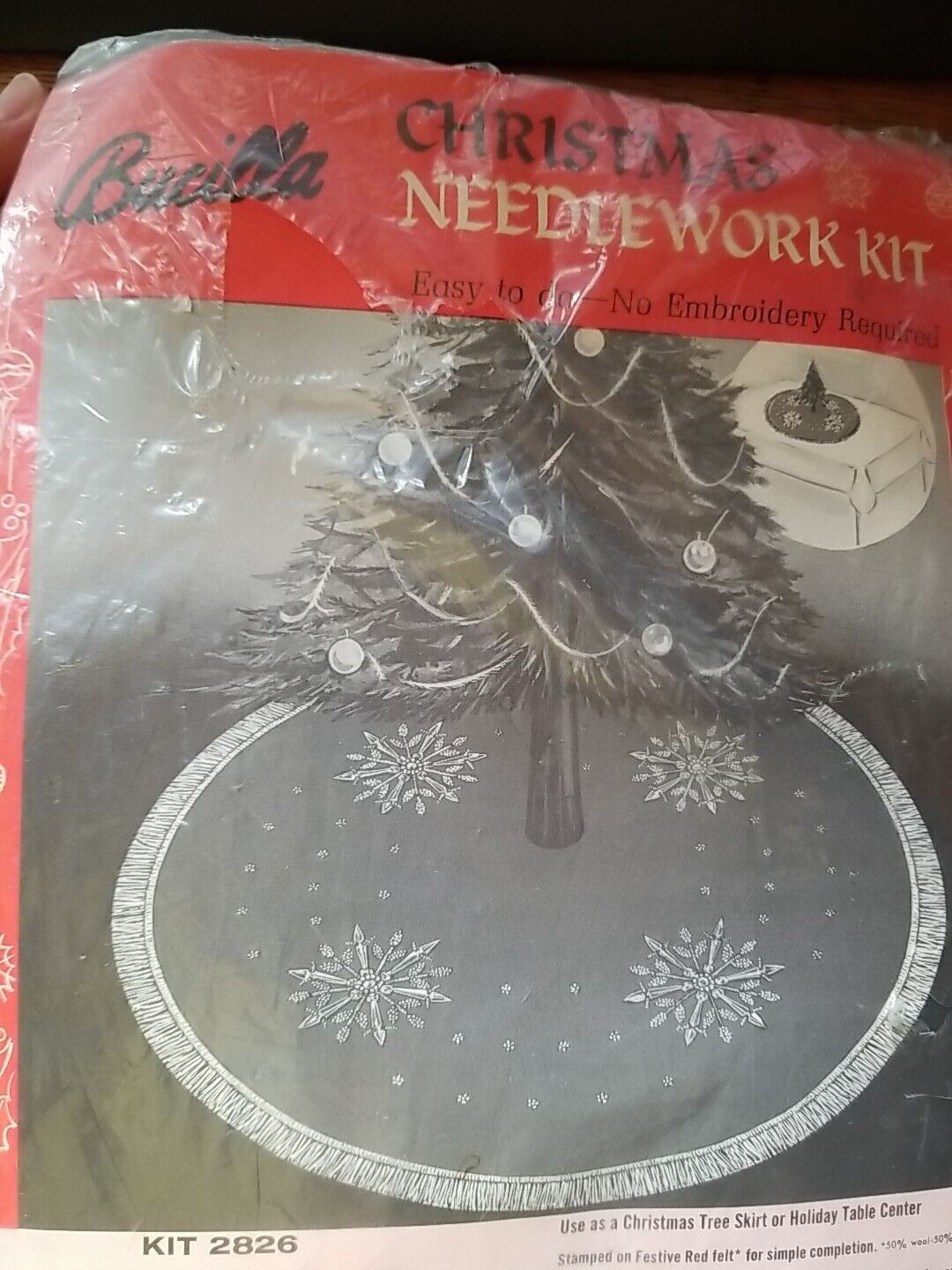 Rare Vintage Bucilla Jeweled Christmas Round Tree Skirt Needlework Kit Snowflake