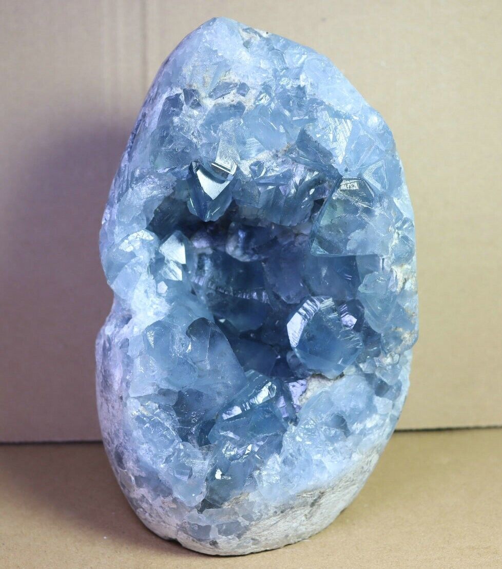 8.98lb Natural Gorgeous Blue Celestite Egg Geode Quartz Crystal Reiki Healing