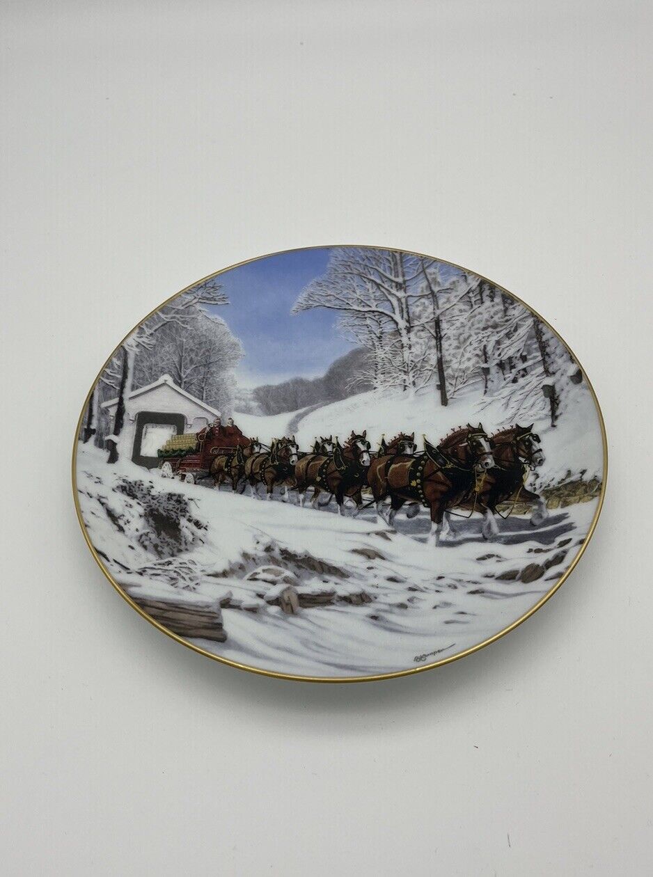 🧩Budweiser 1989 Winter\'s Day Annual Holiday Plate