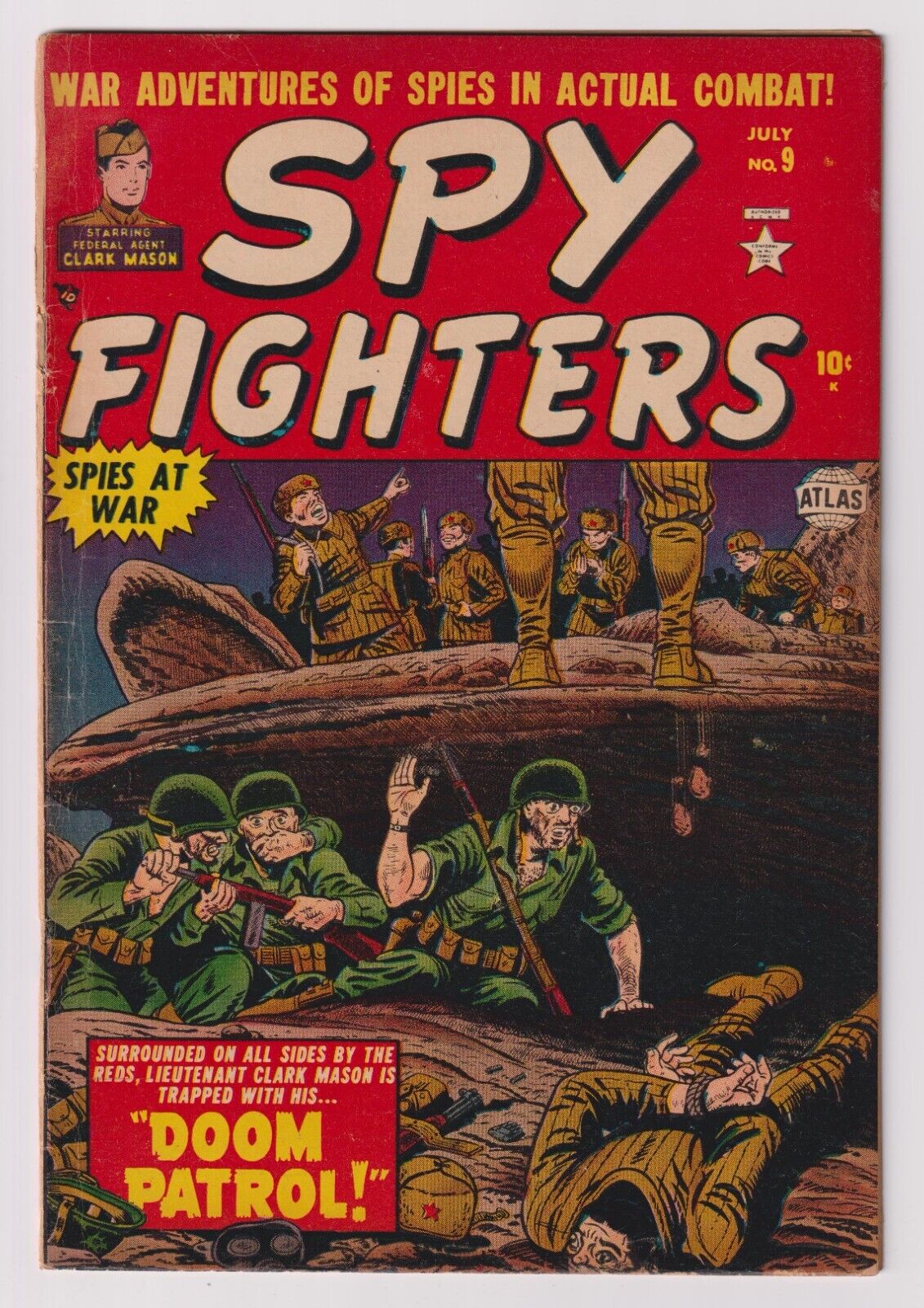 Spy Fighters #9 (1952) VG- 3.5 Atlas Comics Sol Brodsky Stan Goldberg War Cover