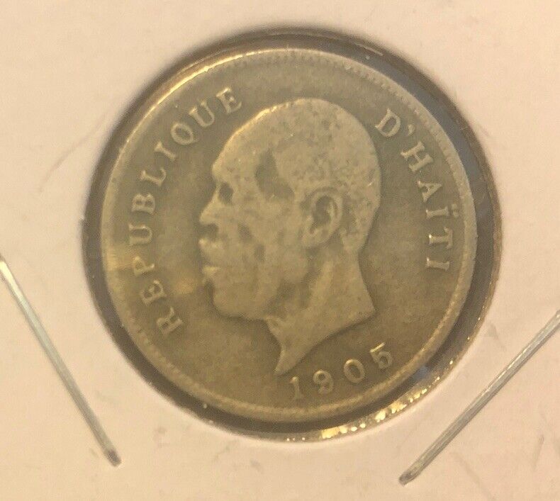 1905 Haiti 5 Centimes Copper Nickel Coin-KM#53-Pierre Nord Alexis