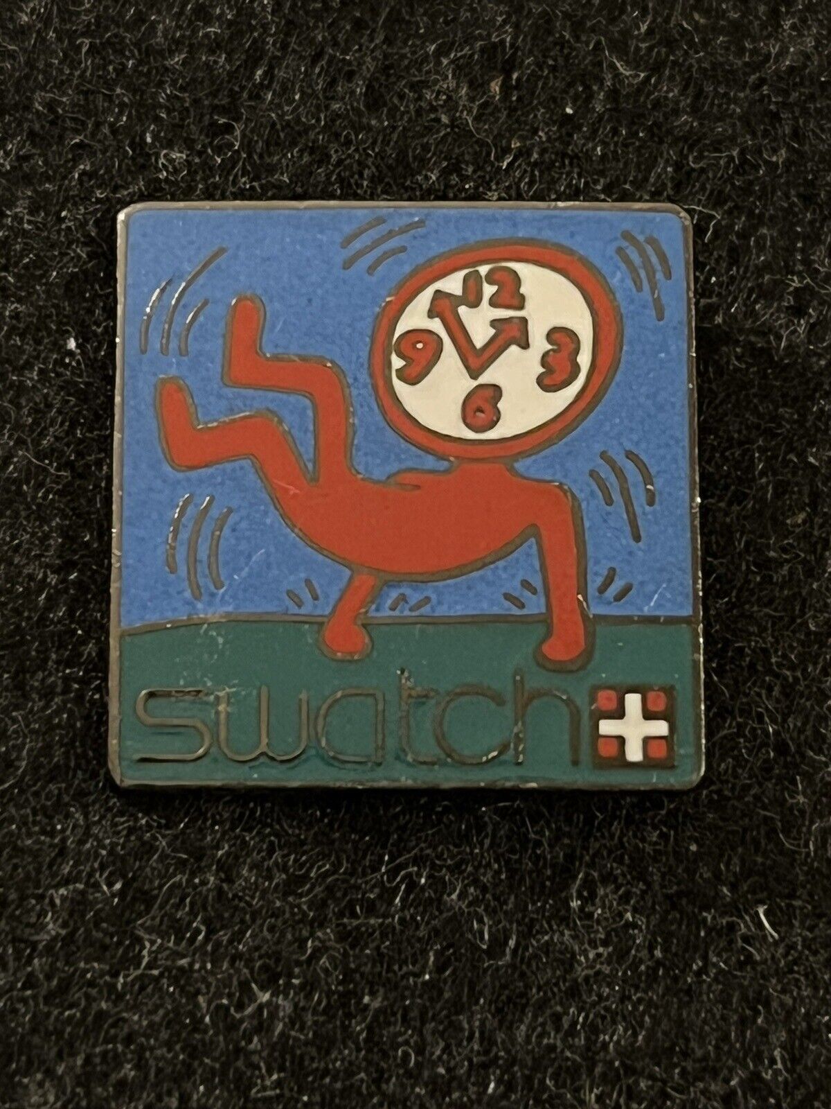 Rare 1986 Keith Haring Pin\'s Swatch Black