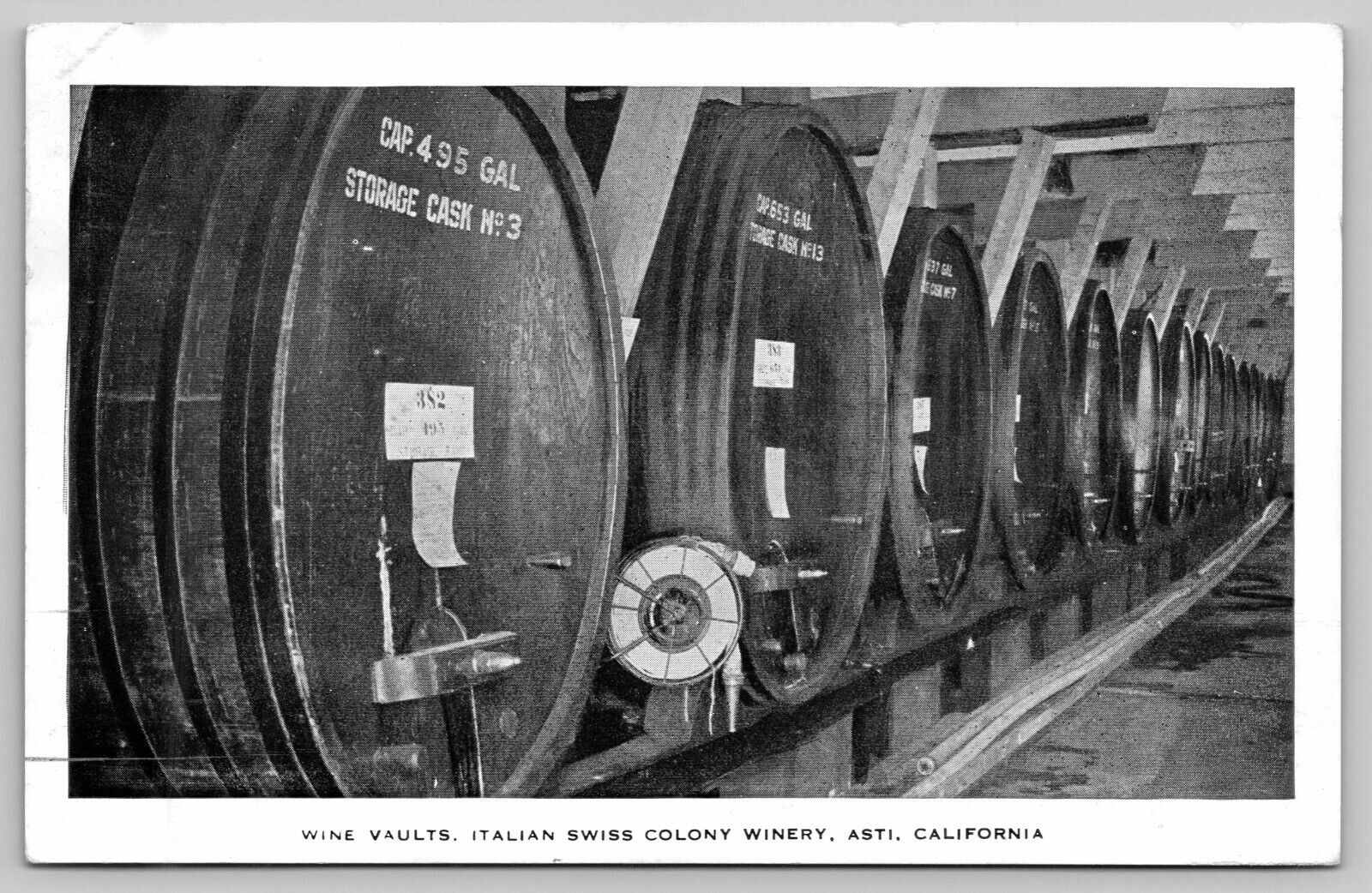 Asti California CA Vintage Postcard Italian Swiss Colony Winery Wine Vaults