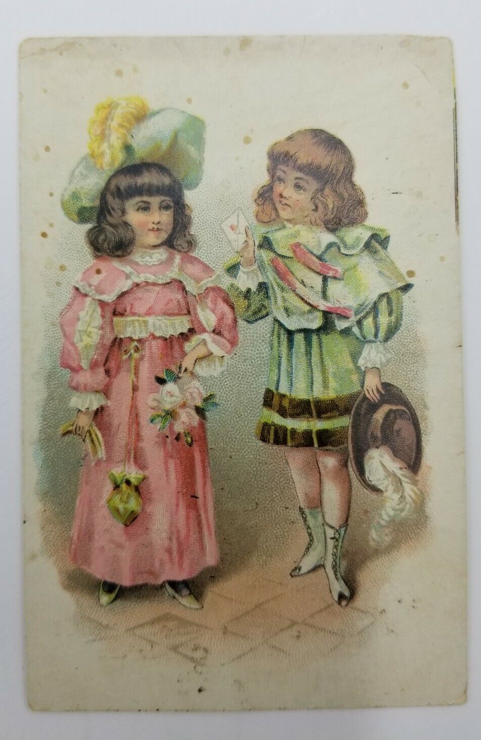 Victorian Trade Card Lion Coffee Two Pretty Girls A46