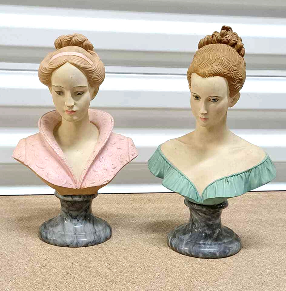 Antique Italian Capodimonti Pucci Signed Figurine Couple, Bust, 9.5\