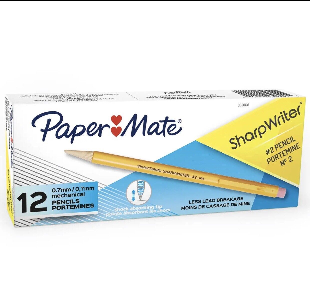 Paper Mate Sharpwriter Mechanical Pencils, 0.7 Mm, HB #2, Yellow, 12 Count