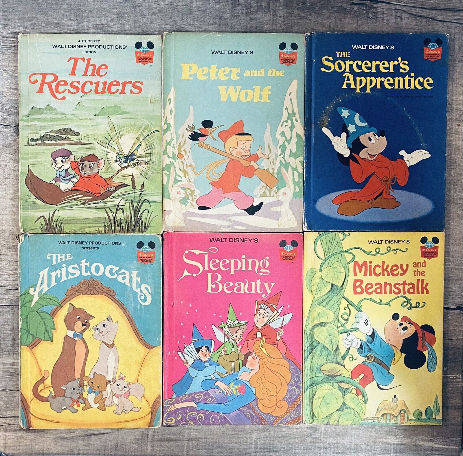 6 Vintage Disney Book Club Books The Aristocrats The Rescuers Peter And The Wolf