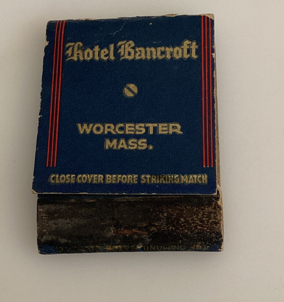 Vintage Diamond Matchbook Hotel Bancroft Worcester Massachusetts Advertising