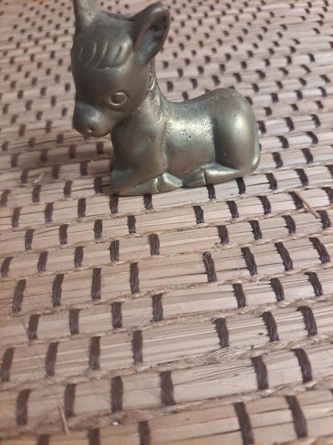 Vintage Brass Donkey Figurine 2.25x2.5 MCM 