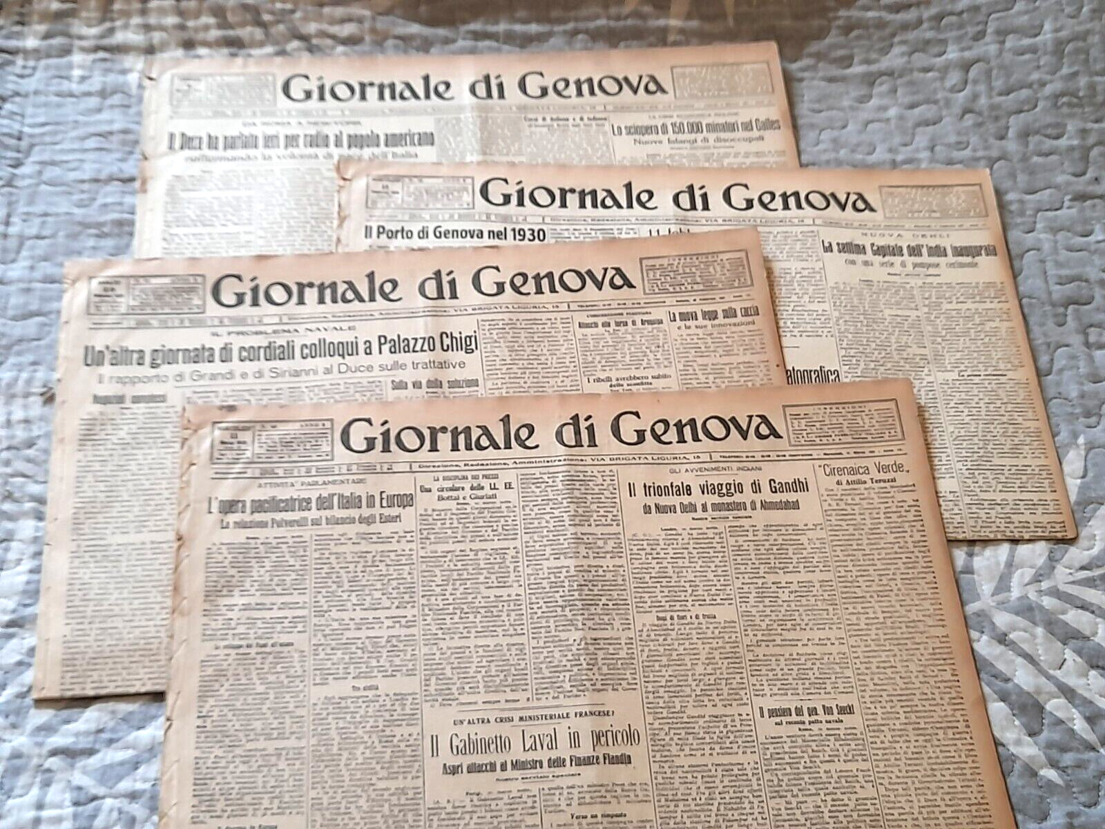Vintage italian original newspapers 1931  - GIORNALE di GENOVA - lot of 4 - news