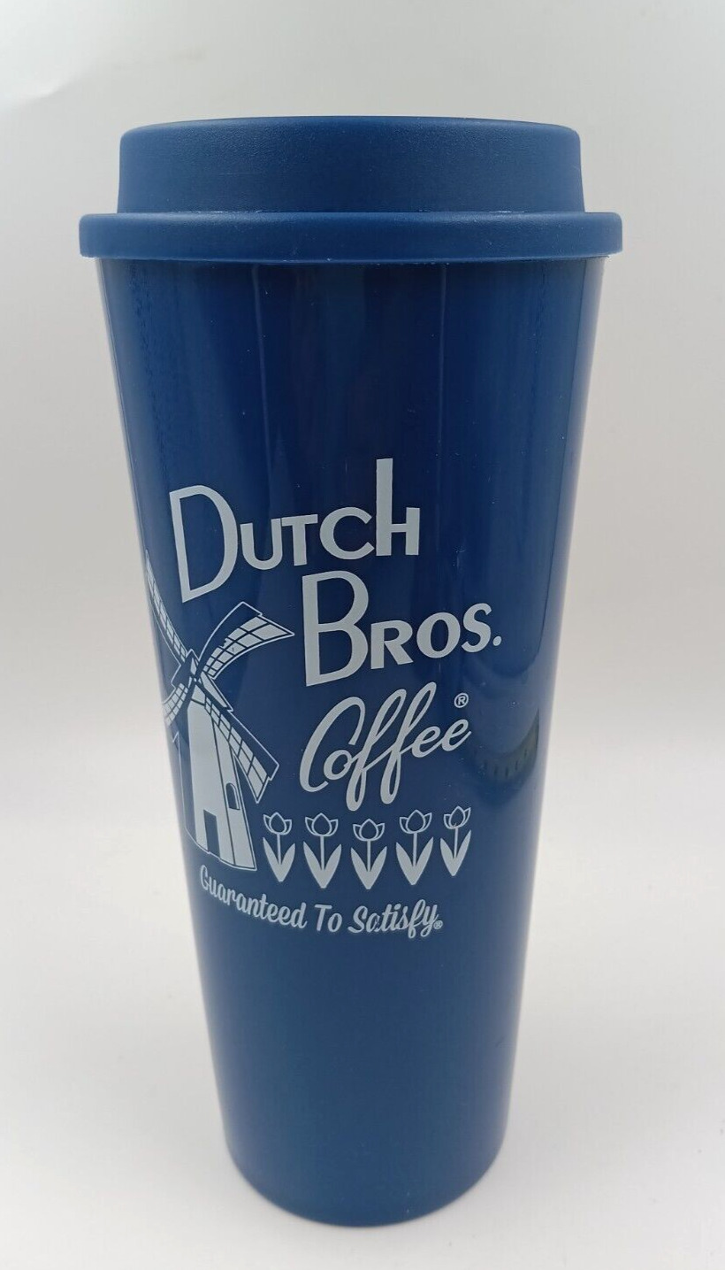 Blue DUTCH BROS Brothers Coffee Plastic Tumbler  Guaranteed To Satisfy Windmill
