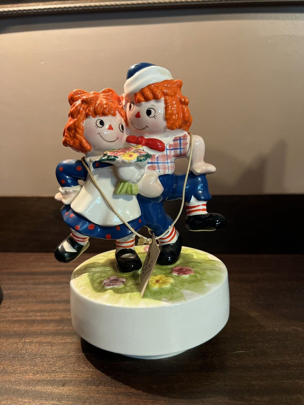 Vintage Schmid Revolving Music Box Raggedy Ann Andy The Shuffle Limited Edition