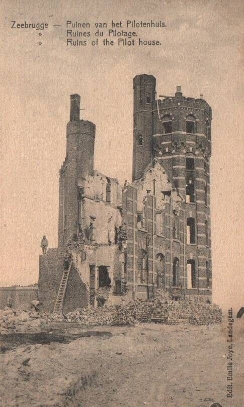 Vtg Postcard WW I Ruins of the Pilot House Zeebrugge, Belgium Unposted DB