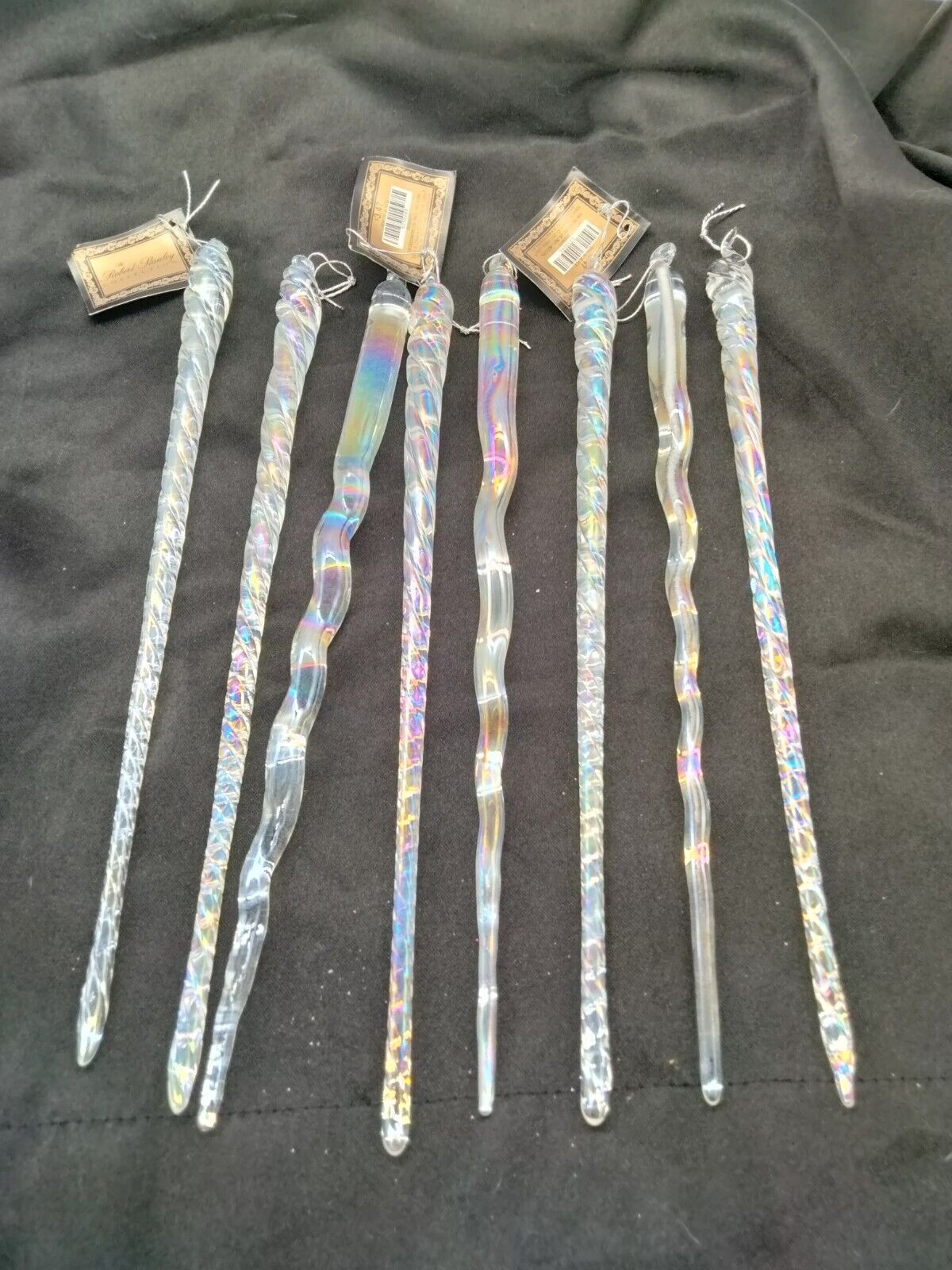Robert Stanley Blown Glass Icicle Ornaments 11.5 inches Long Each 8 Piece Set