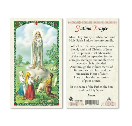 Our Lady of Fatima - Fatima Prayer - Paperstock Holy Card HC9-010ENL