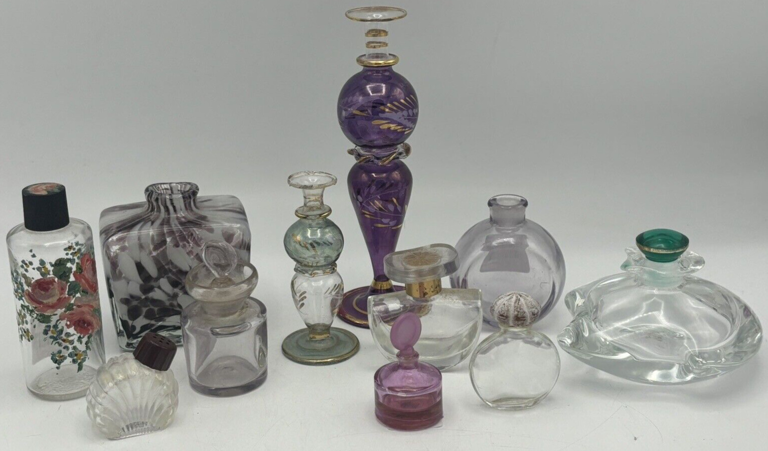Perfume Glass Bottle Lot of 11 Empty Decorative Vanity Collection