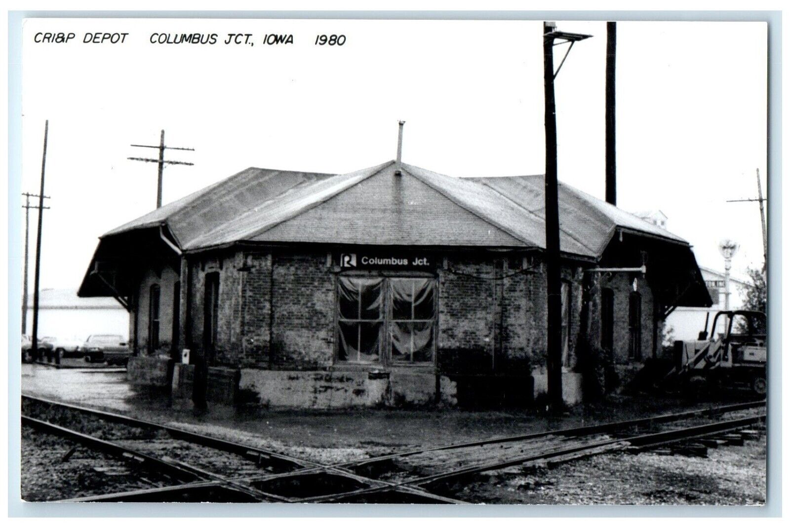 c1980 Cri&p Depot Columbus Iowa Railroad Train Depot Station RPPC Photo Postcard