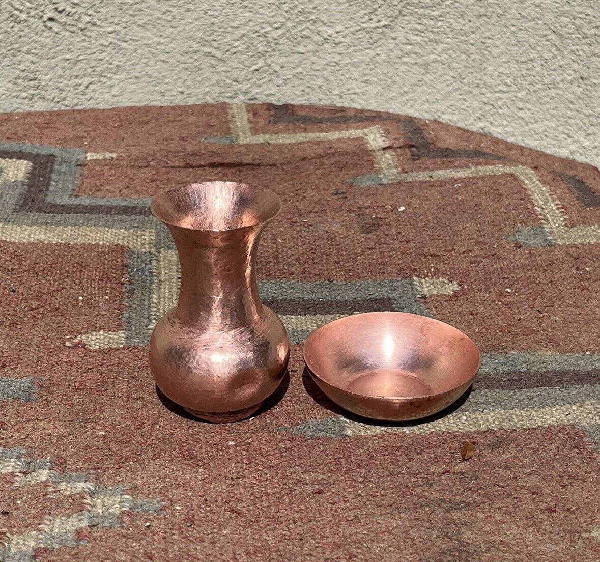 Small Copper Vessel & Bowl Miniature Antique 