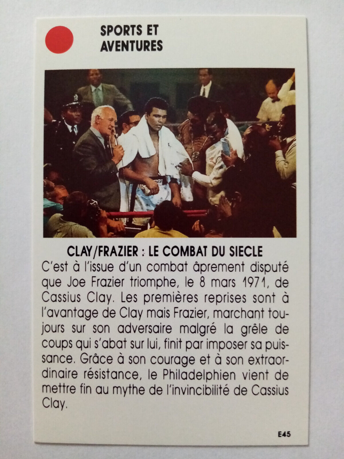 RARE CASSIUS CLAY FRAZIER Card Star Boxing Boxing French Edition 1987 87