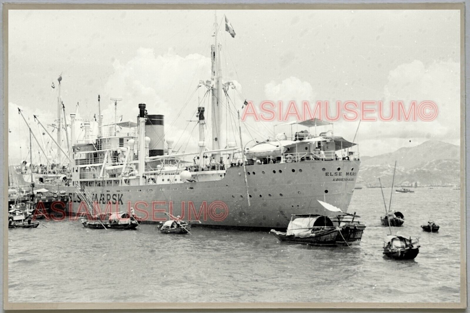 40s Else Maersk Cargo Ship HONG KONG VINTAGE PHOTO POSTCARD RPPC 811 香港舊照片明信片