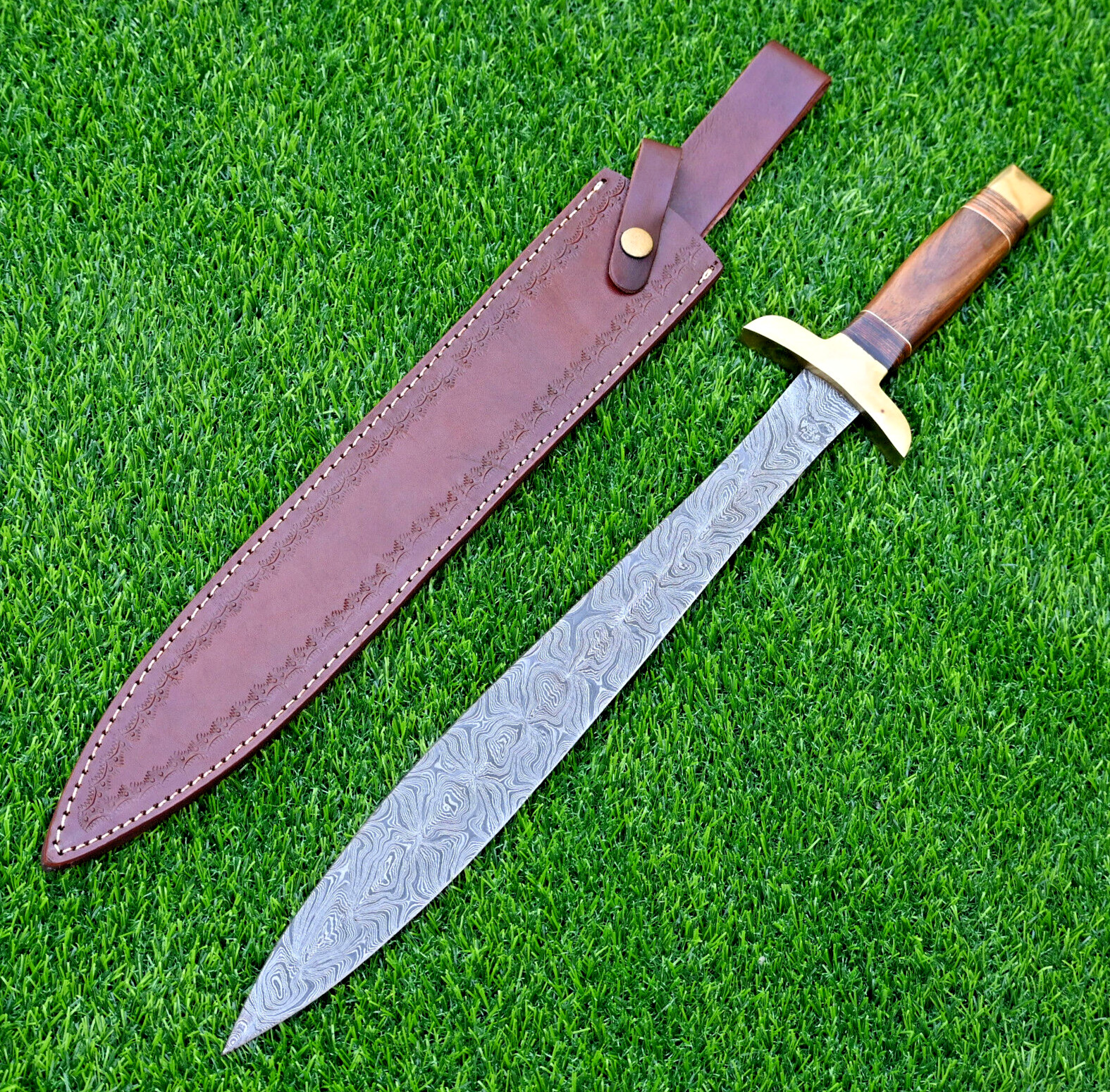 Macedonian Army Damascus Sword Custom Made - Hand Forged Damascus Steel 1667