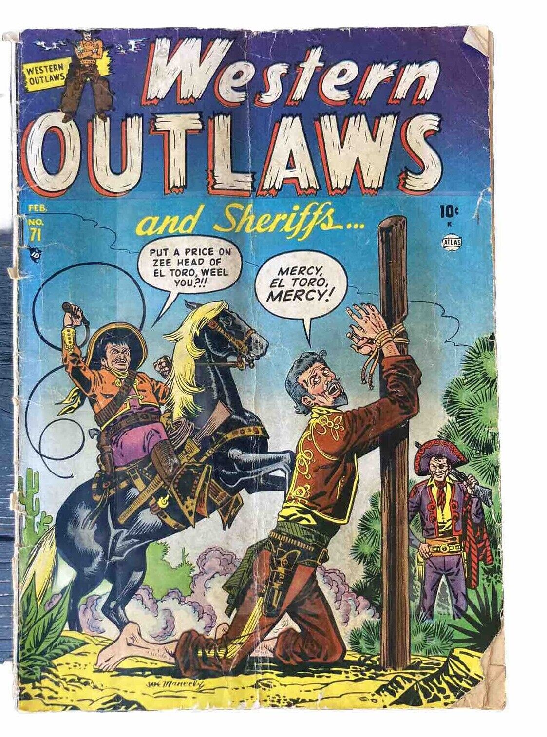 WESTERN OUTLAWS AND SHERIFFS #71 Golden Age ATLAS Cowboy 1952 Comic Book
