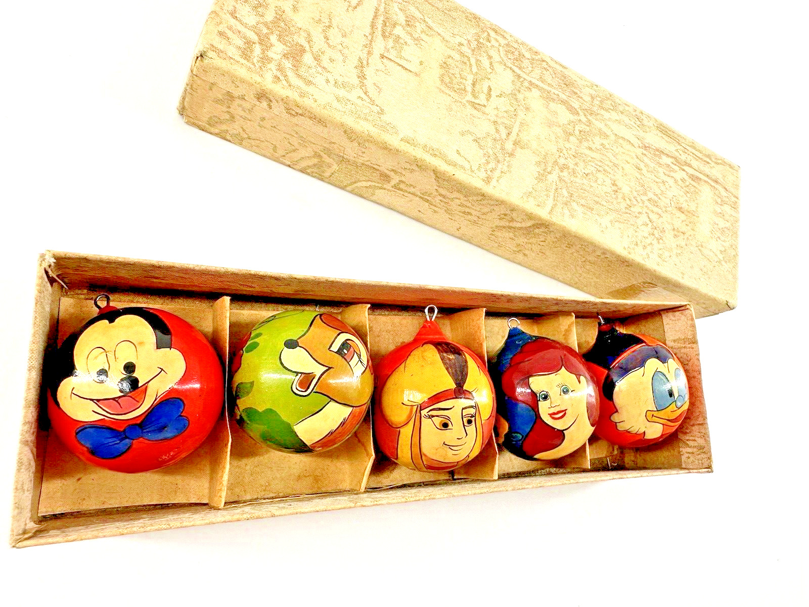 VTG Lot 5 XXRARE 1980\'s Disney Mickey Mouse Wood Christmas Orn GERMANY
