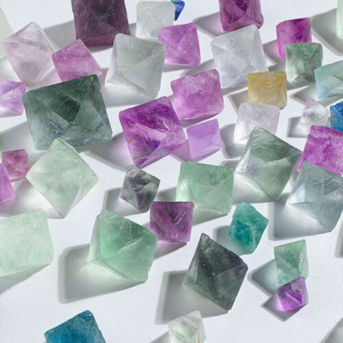 100g Natural Clear Fluorite Octahedron Quartz Crystal Mineral Specimen Reiki Lot