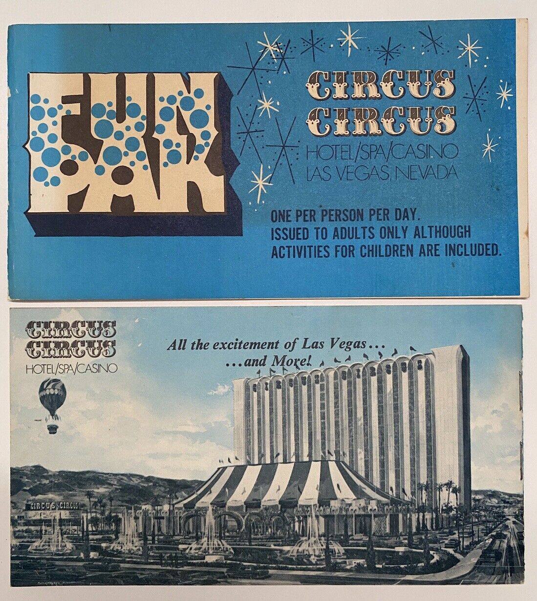 Vintage 1960s Circus Circus Casino Las Vegas Unused FunPak Coupon Books