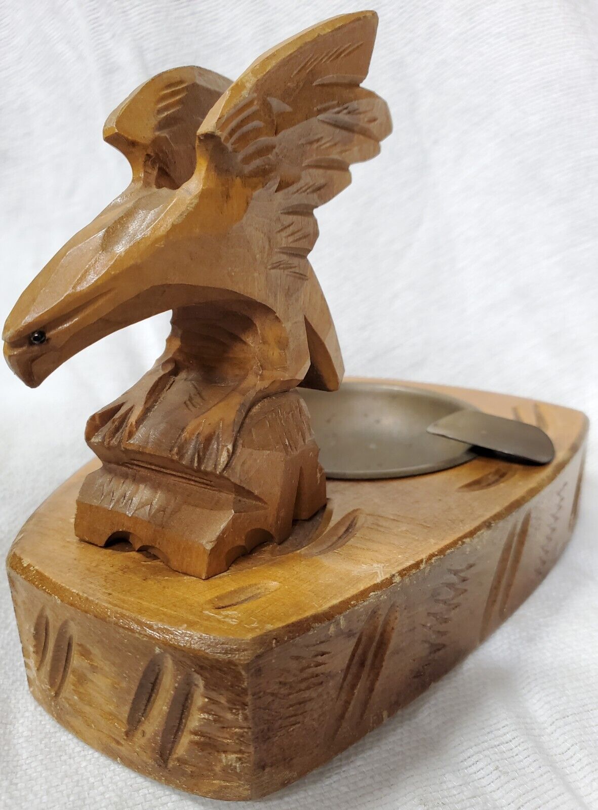 1953 Hand Carved US Post Office Eagle Statue Postal Service Ashtray Collectible