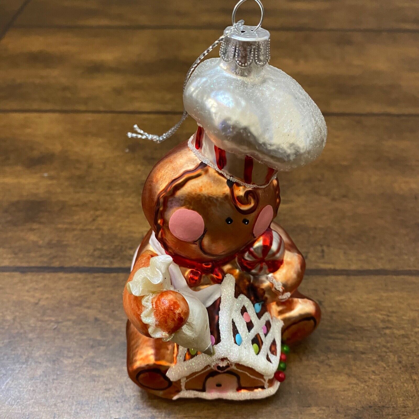 Gingerbread Man Hand Blown Glass Christmas Ornament Baker Candy Vintage Holiday