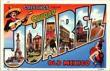 Juarez Mexico, Greetings from Ciudad Juarez Old Mexico Vintage Postcard Unposted picture