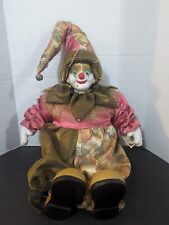 Vintage Collector's Choice Genuine Fine Bisque Porcelain Jester Sitting Clown  picture
