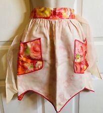 Vintage REVERSIBLE Half Pink Abstract APRON Two Pockets 68
