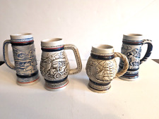 Lot of 4 Vintage Avon Mini Beer Stein Mugs Classic Cars Ships Planes 1982-83 EUC picture