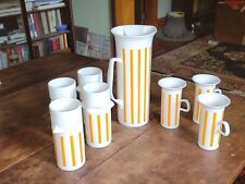 Vintage SCHMID Porcelain ORANGE STRIPE Pitcher Tumbler Mug Set LAGARDO TACKETT  picture
