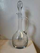 Vintage Romanian Crystal Etched Floral Wine Decanter Art Glass With Stopper 14