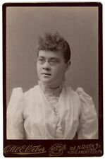Antique c1880s Cabinet Card Weber Beautiful Young Woman in Glasses Lancaster, PA picture