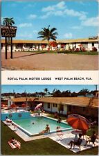 WEST PALM BEACH, Florida Postcard ROYAL PALM MOTOR LODGE Pool Scene c1960s picture