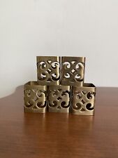 Set of five brass Colored Metal napkin holders rectangular picture