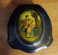 Vintage Fedoskino Russian Lacquer Hand Painted Hinged Trinket Box picture